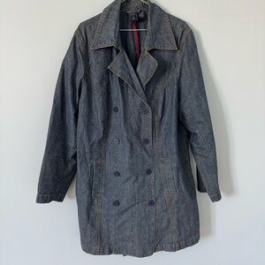 AE Sport & Co. Denim Trench Coat Jacket • Double Breasted • Women’s 1X